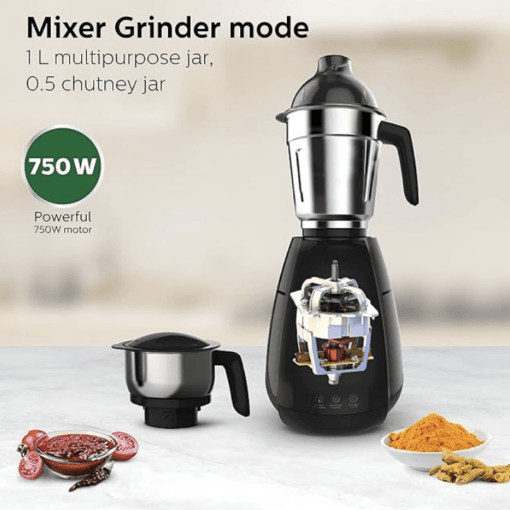 PHILIPS Mixer Grinder 3-in-1 750 Watt (Mixer Grinder + Juicer + Food Processor) 4 Jar, (HL7707/00) - Image 2